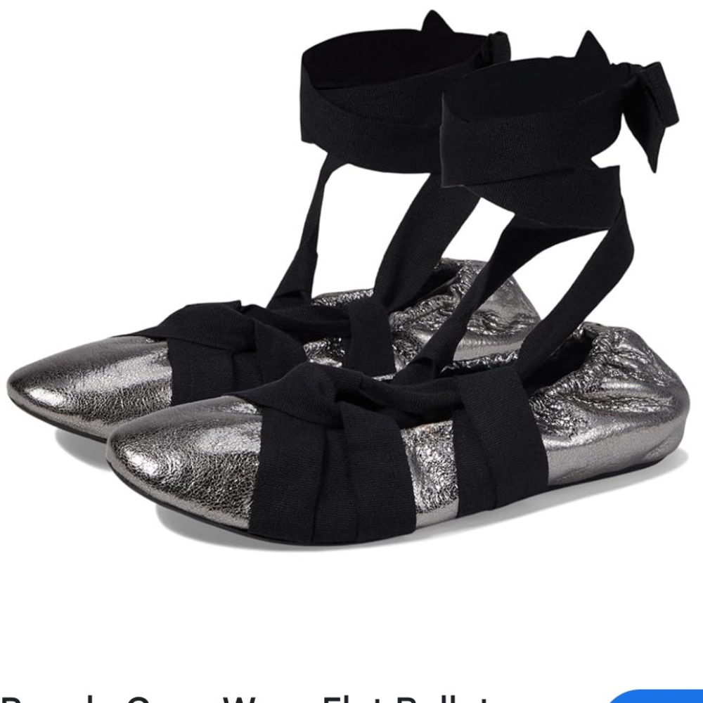 Free People  Cece Wrap Ballet Flats Pewter size 8